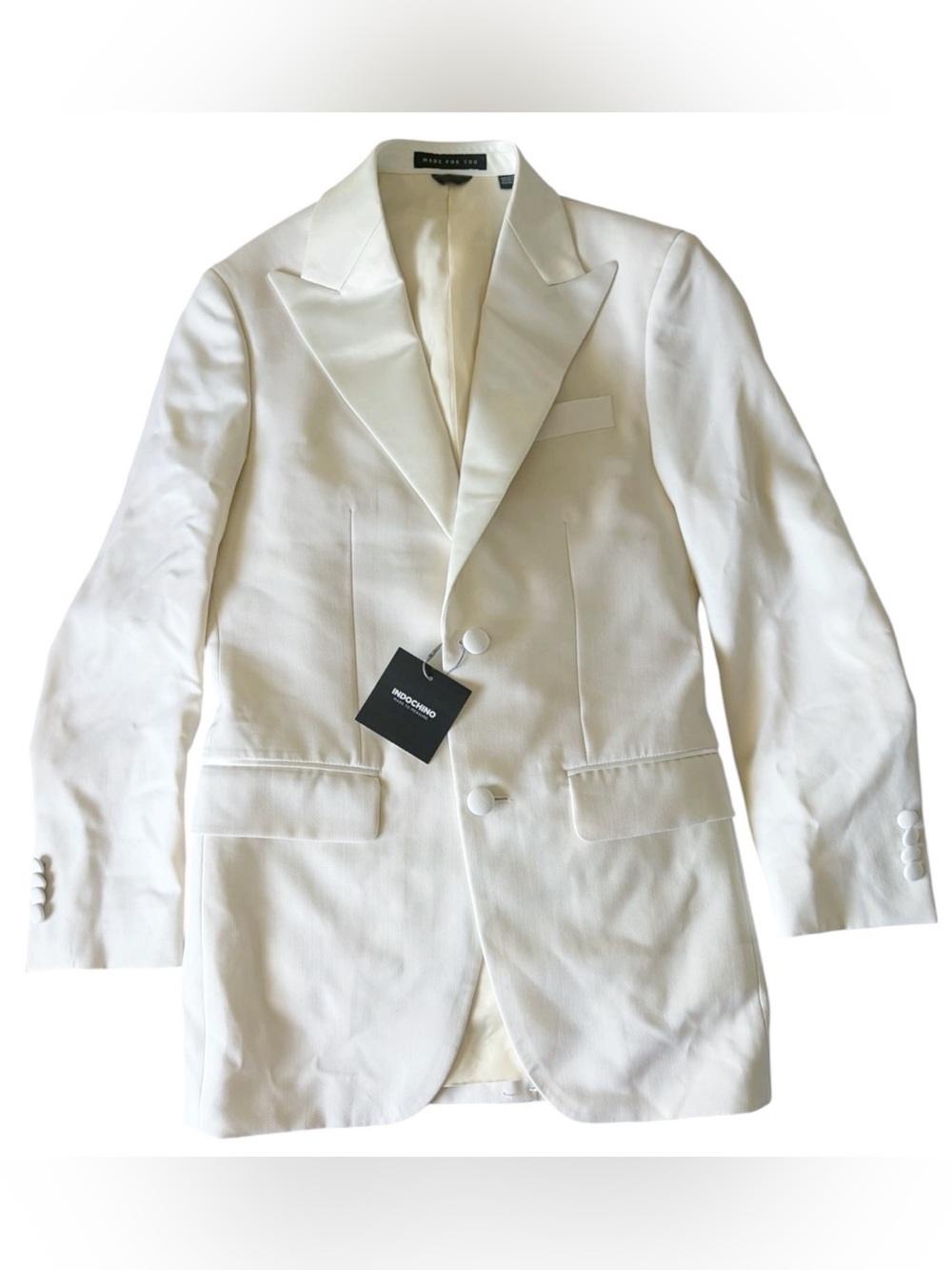 INDOCHINO Slim Fit Ivory Tuxedo Satin Wool Cashmere NWT‎